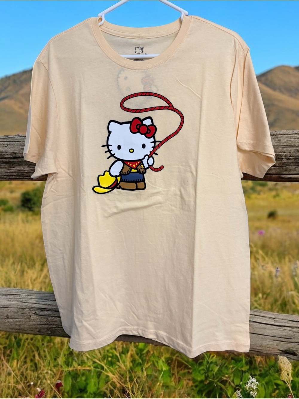 Hello Kitty Western Cowgirl Graphic Tee - Cream and Red Accents NWT